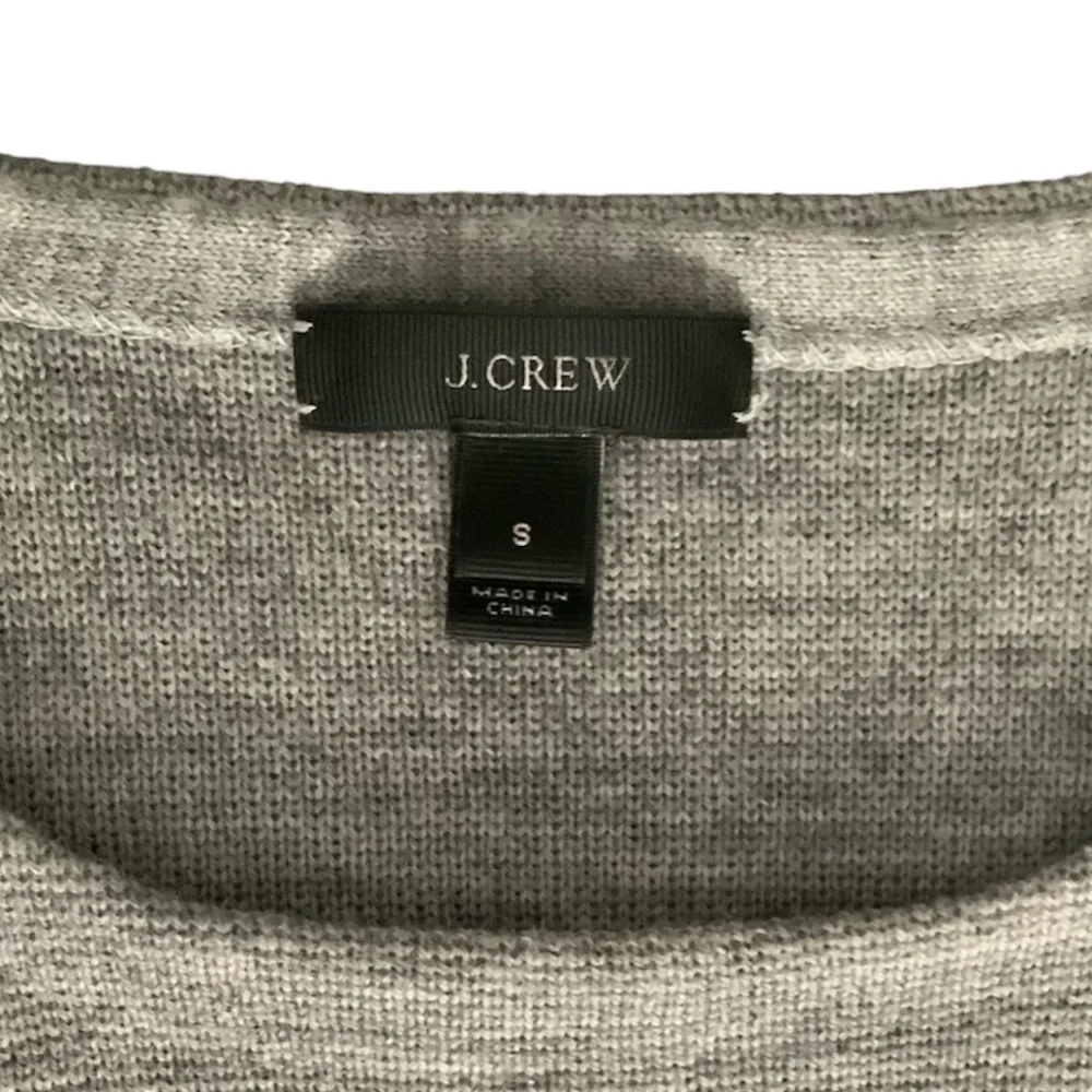 J Crew Wool Tunic Sweater Front Patch Pockets Grey SZ S